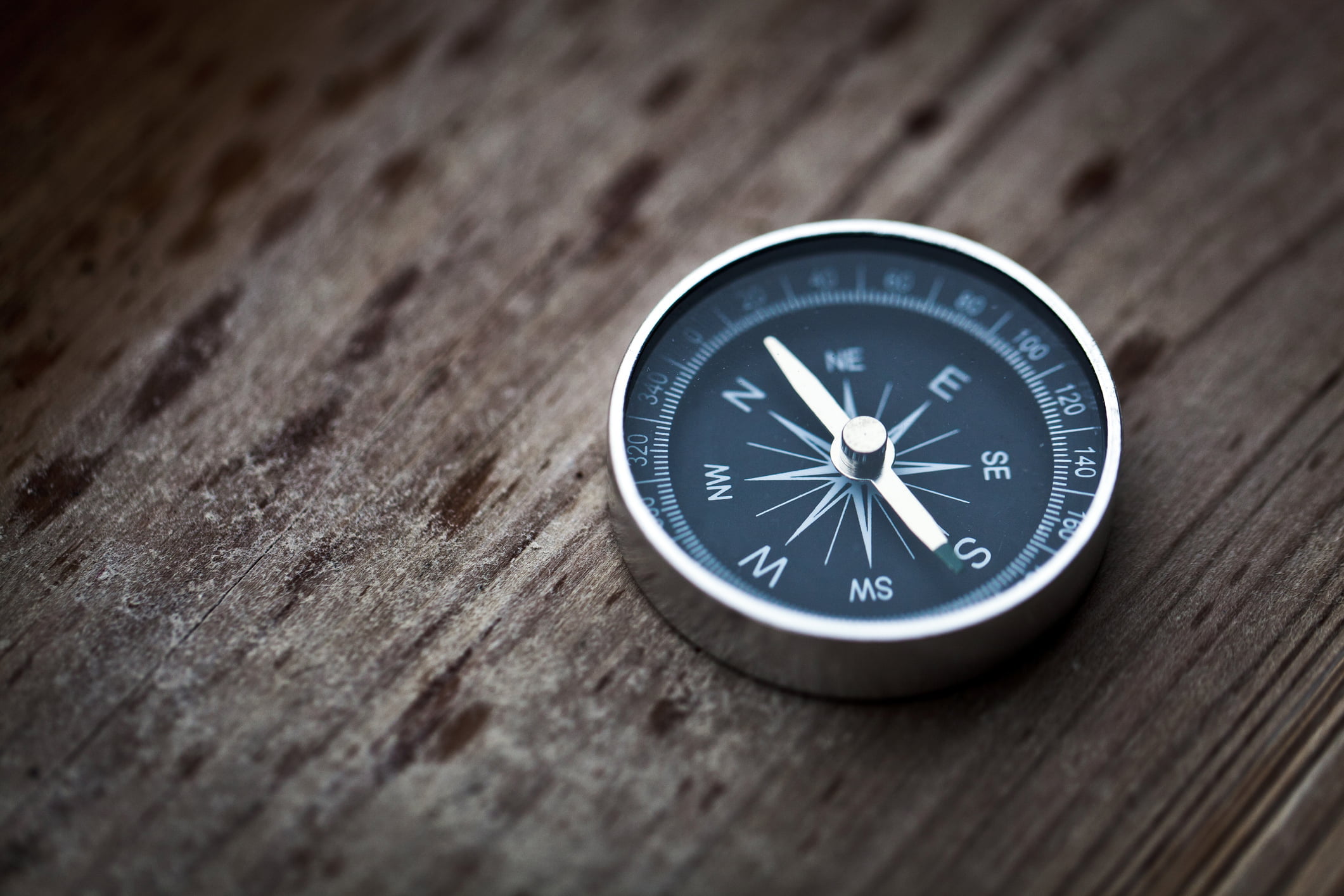 Compass on wood